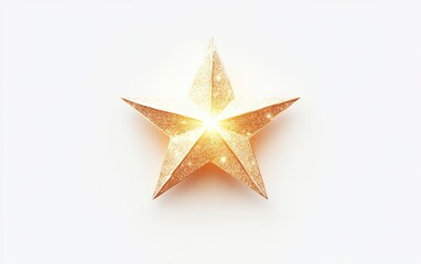 Obraz premium Golden star ornament, glowing brightly on white background