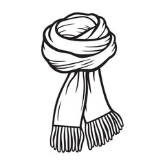 Obraz premium A stylish monochrome scarf is neatly knotted and elegantly draped in this simple drawing