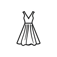 A sleeveless dress with a V neckline and short skirt is displayed on white