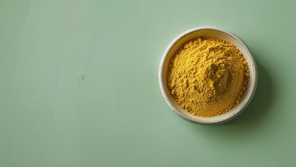 Yellow Curry Powder Ingredient On Soft Mint