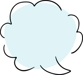 empty thought cloud hand drawn broken black outlines with a rounded light blue fill