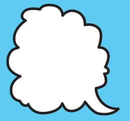 thoughts cloud with a solid thick black outline with a bright blue background