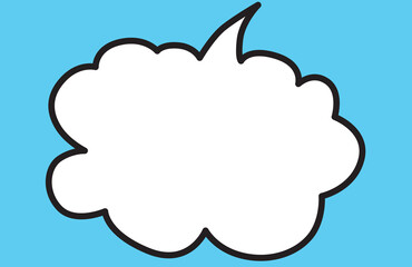 one thought cloud with a solid thick black outline with a bright blue background