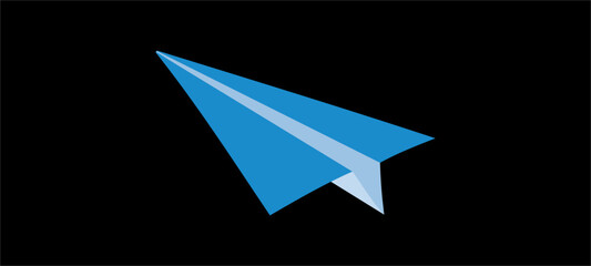 Abstract Blue Paper Plane. Minimalist Blue Paper Airplane Vector Icon.