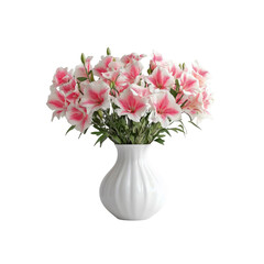 Elegant Pink and White Flowers in a White Vase