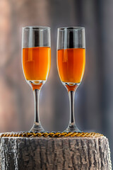 Red wine served in a crystal glass