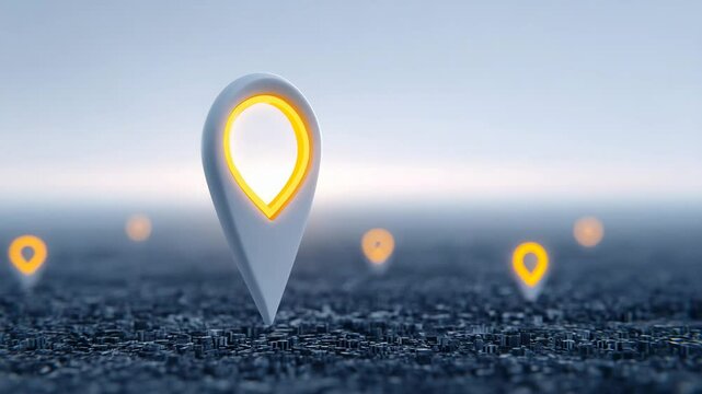 Illuminated Pinpoints of Direction: A mesmerizing visual, featuring glowing location markers intricately placed. This abstract artwork represents global positioning, travel, and destinations.