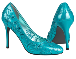 Cinderella s glass slipper turquoise in color transparent background PNG