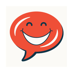 Happy smiling speech bubble icon vector illustration for communication and positive messaging