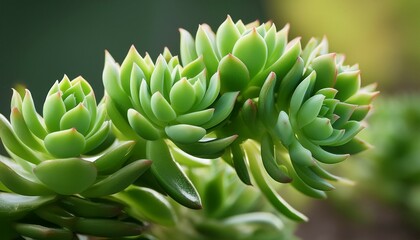 green succulent sedum stem displaying verdant botanical detail