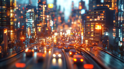 Smart city concept featuring autonomous driving and integrated traffic control.