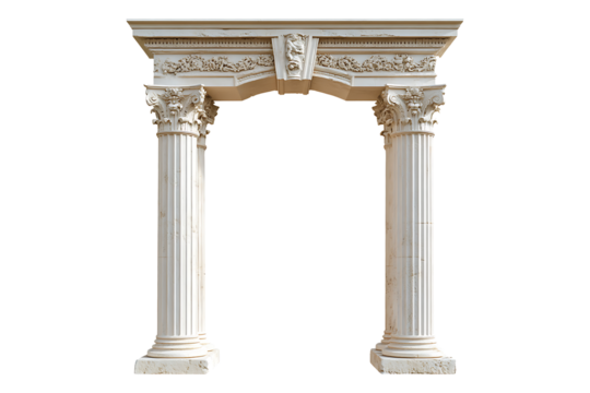 Greek column arch isolated on transparent background
