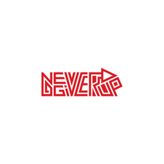 Never give up geometric text logo design.