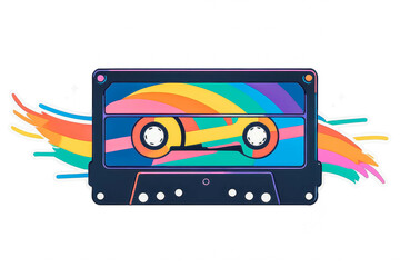 Fototapeta premium Colorful Retro Cassette Tape Illustration
