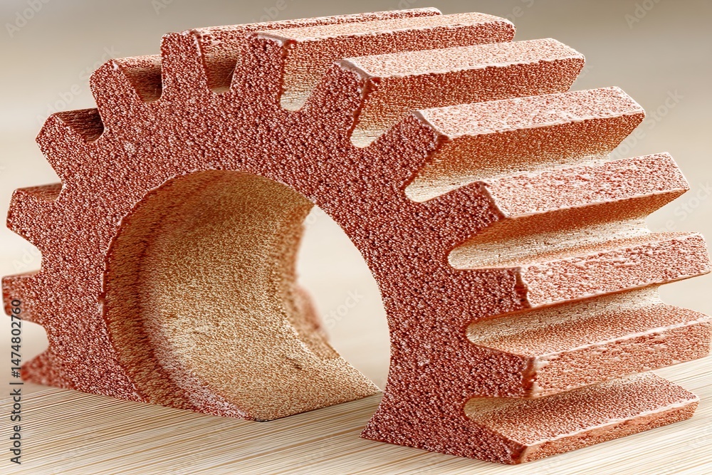 Aufkleber unique decorative sculpture resembling a gear placed on a smooth surface in a creative workspace dur
