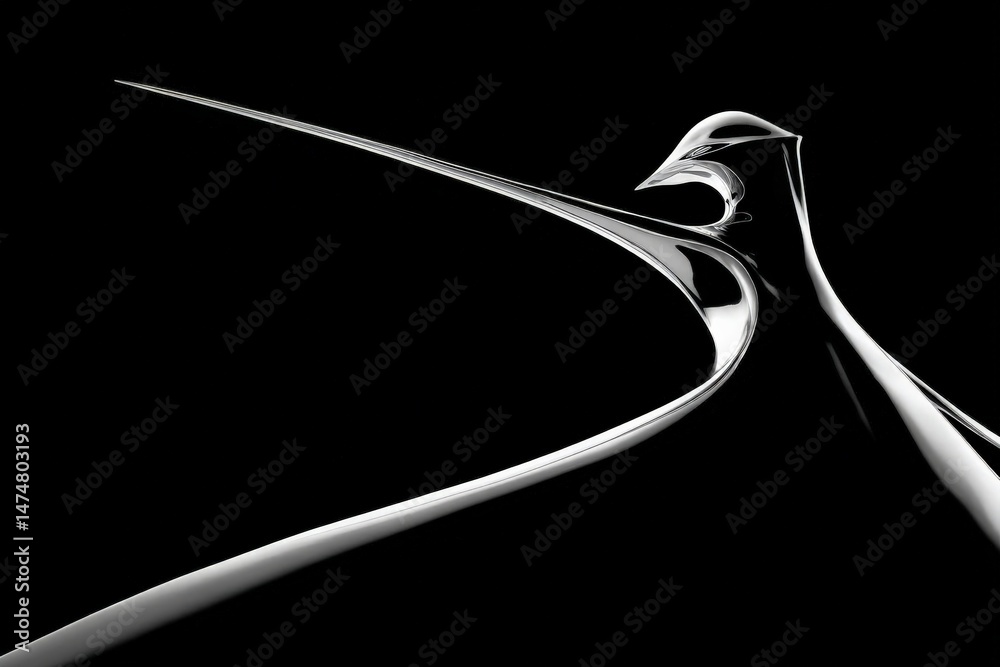 Aufkleber sleek and modern bird sculpture representing elegance and freedom in a minimalist design against a d