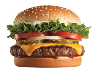 Juicy Cheeseburger with Sesame Seed Bun and Fresh Toppings