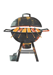 Illustration of Barbecue Grill with Meat isolated
