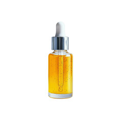 Amber Glass Dropper Bottle with Golden Serum - Skincare Product Mockup