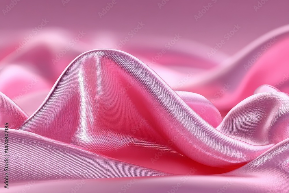 Aufkleber elegant light pink satin fabric with gentle waves creating a soft, luxurious texture in a warm setti