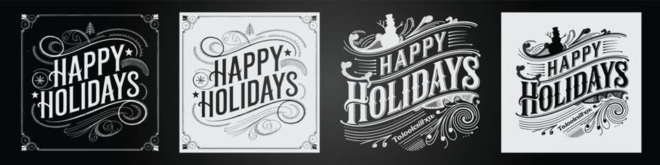 Vintage Blackboard Typography with Angel, Fright & Gold Design