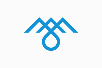 Mountain Water Drop Vector Logo Premium 