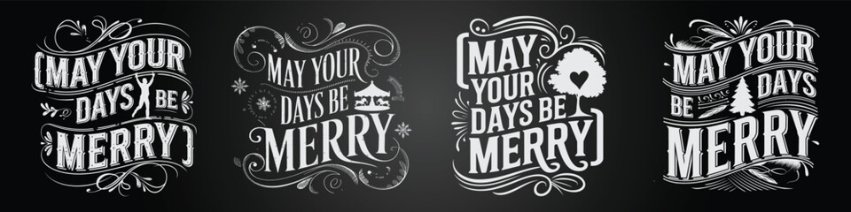 Obraz premium Blackboard Calligraphy Set with Creative Festival and New Year Style