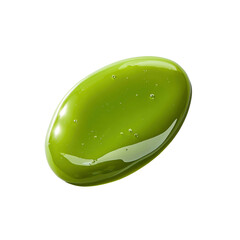 Close-up of a Glossy Olive Green Liquid Spill, Isolated on Transparent Background