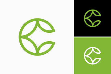 C Leaf Vector Logo Premium 