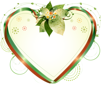 Heart-shaped Ribbon Frame with Green and Red Hues