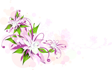 Abstract Purple Floral Design with Swirls