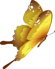 Realistic Yellow and Brown Butterfly in Flight