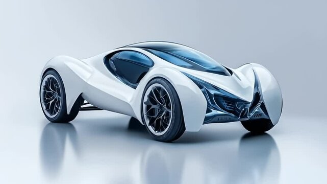 Futuristic White Sports Car on Gradient Background with Sleek Lines Complex Design and Dynamic Silhouette for Adobe