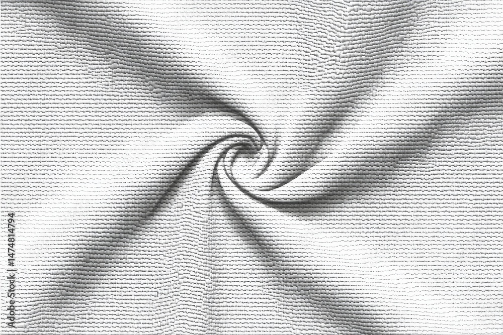 Poster Textured white fabric in a spiral pattern showcasing intricate weaving details and a smooth finish