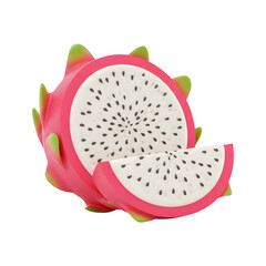 Realistic Dragon Fruit Slice
