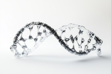 Abstract 3D DNA Double Helix Model with Clock Elements on White Background
