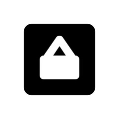 White shopping bag icon inside a black rounded square representing a store or online shopping experience