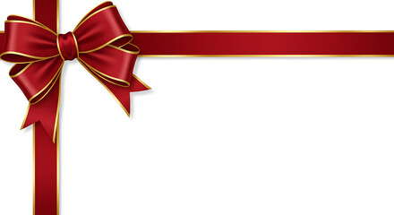 Elegant realistic red ribbon and bow graphic element for gift wrapping, holiday promotions, sales banners, and invitations, vector illustration