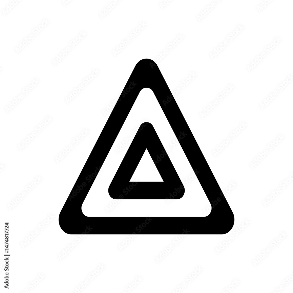 Poster three nested triangles in black outline isolated on a white background creating a geometric design s