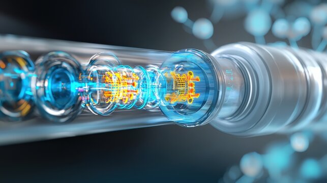 Innovative quantum computing technology in laboratory scientific visualization high-tech environment close-up perspective