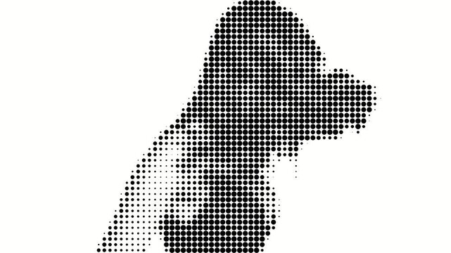Halftone Woman Tossing Hair in Motion