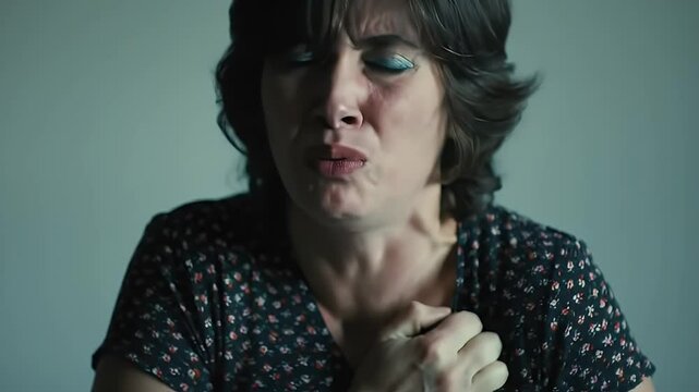 Distressed Woman Crying in Emotional Pain Close Up