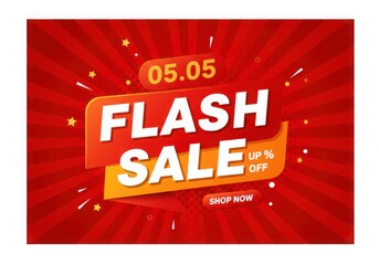 Flash sale promotion with red background and star accents
