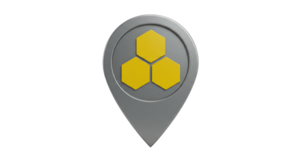 Isolated Map Marker with Honeycomb Pattern
