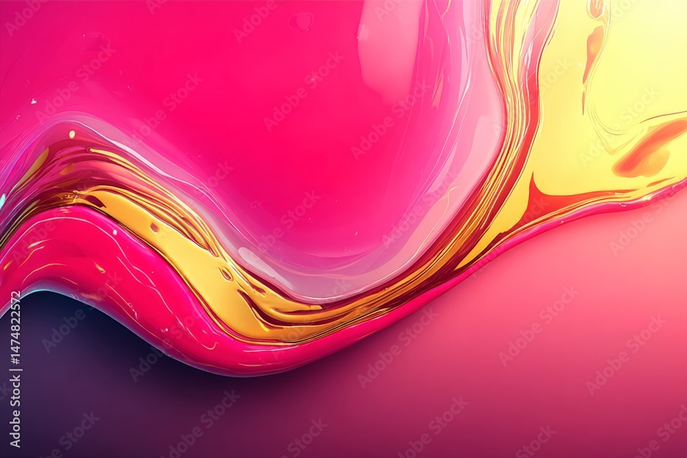 Poster Bright abstract swirl of pink and gold tones creating a vibrant visual effect in a modern artistic representation