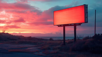 Twilight highway billboard mockup prepared for advertising and promotion.