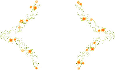 Rhombus Orange Floral Vine Frame Outline