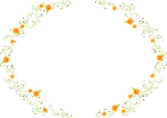 Oval Orange Floral Vine Frame Outline