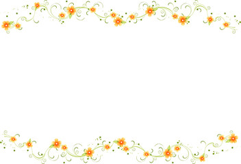 Horizontal Orange Floral Vine Borders