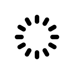 Circular arrangement of black rounded rectangles forming a loading indicator or progress symbol icon design